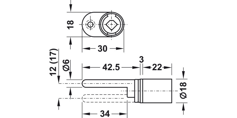Symo3000 Central Rotary Lock 22/17mm NP