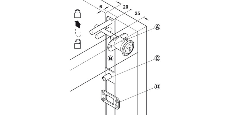 Symo3000 Central Rotary Lock 22/17mm NP