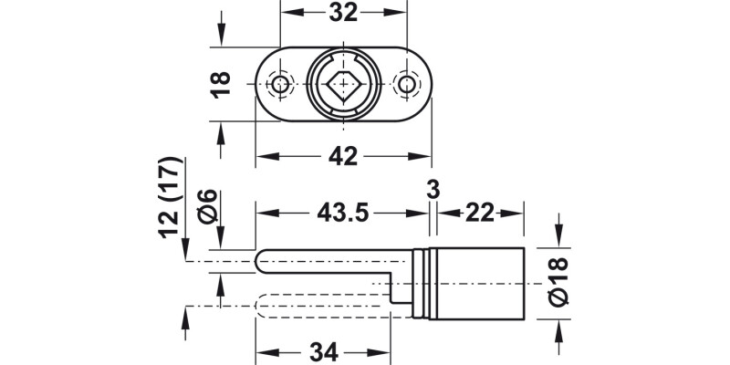 Symo3000 Central Rotary Lock 22/12mm NP