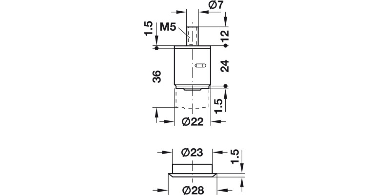 PushButton Cylinder D22mm M5 MNP H1