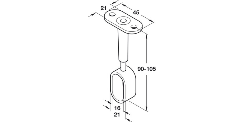 W/Robe Rail (Oval) Centre Supp Ht Adj PC