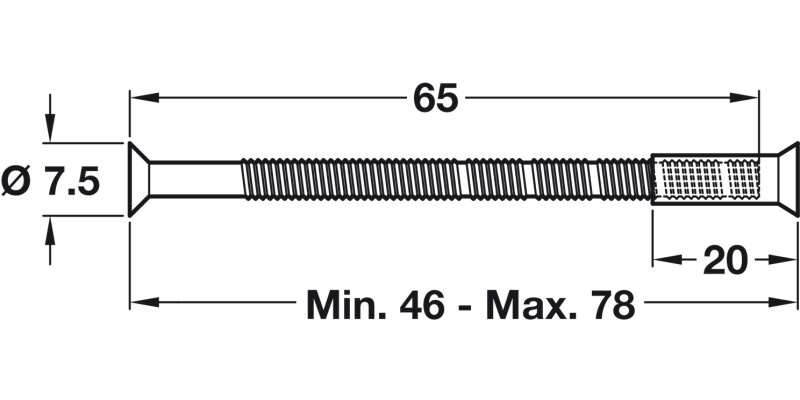 M4 Bolt+Sleeve 78mm to suit 35-60mm SNP
