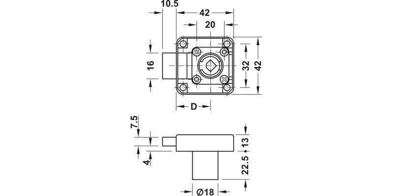 Symo3000 Spbolt Rim Lock 25/22.5mm RH NP
