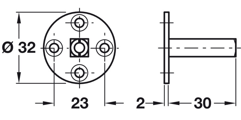 Taylors Spindle D32x30x8mm Sq BZP