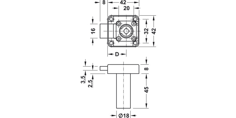 Symo3000 Ddbolt Rim Lock 25/45mm RH NP