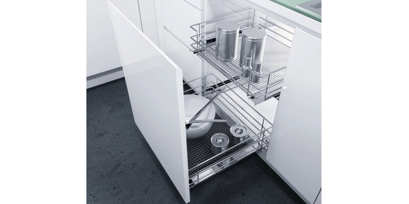 Pull Out Storage Baskets, with Chrome Wire Mesh Baskets, for Door Front Fixing C