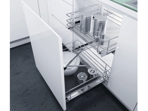 Pull Out Storage Baskets, with Chrome Wire Mesh Baskets, for Door Front Fixing C