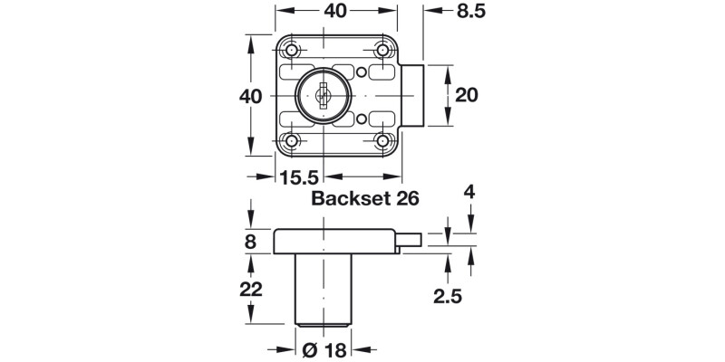 Rim Lock D18/26mm MNP RH FH1