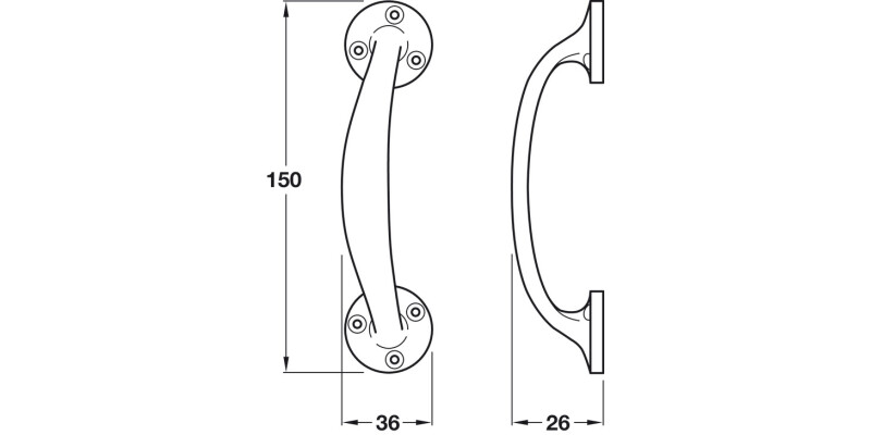 Bow Hdl FF D36x150x26mm Alu SAA