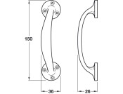 Bow Hdl FF D36x150x26mm Alu SAA