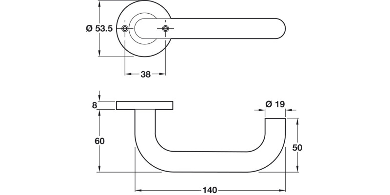 HL04 Lvr Set D53.5mm WC Set 304 SSS