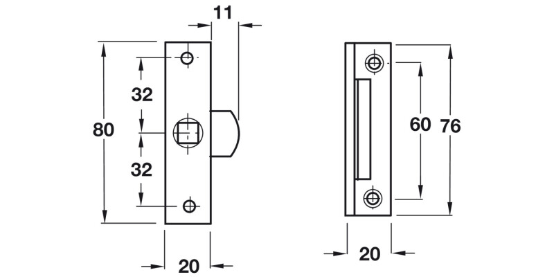 Angled Strike Plate 76x20mm SZP Rainbow