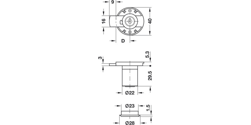 Minilock40 Kaba 8 D22mm MNP RH Differ