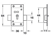 Straight Cupboard Rim Lock Brass KA