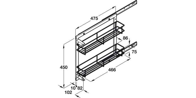 PO Baskets 2-Tier 150mm UH Silver