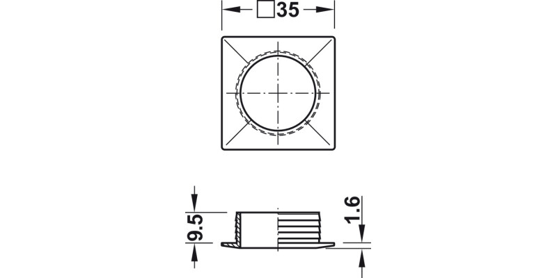 Push-Lock Square Rosette 19mm Pl PCP