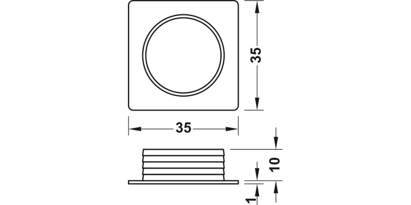 Push-Lock Square Rosette 19mm Pl PCP
