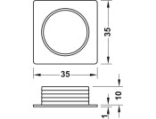 Push-Lock Square Rosette 19mm Pl PCP