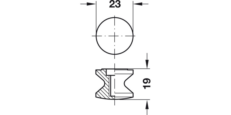 Push Lock Knob D23x19mm Pl PCP