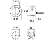 Mini Push-Lock+Rosette Set 16mm Pl Wht