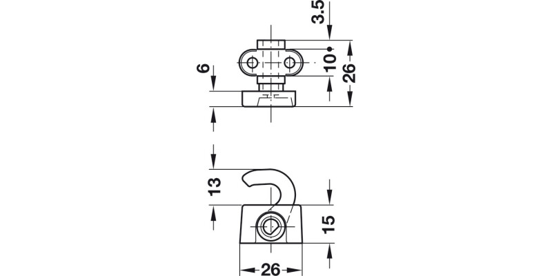 Espagnolette Catch Hooks D6mm Scr ZA/Pl