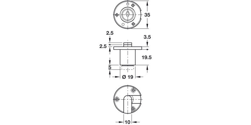 Inlaid Flap Lock D19mm MNP FH1