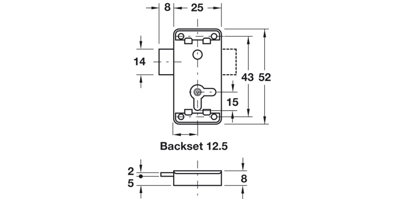Lever Rim Lock BS12.5mm UH KA