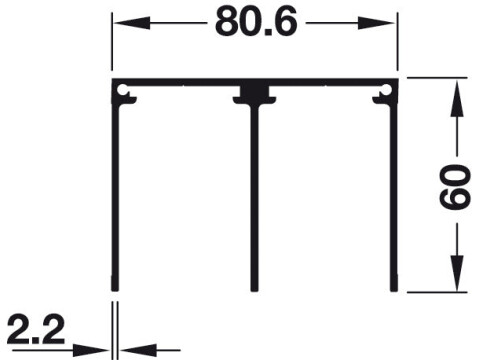 Aluflex 80 Double Top Track 60mm 2m