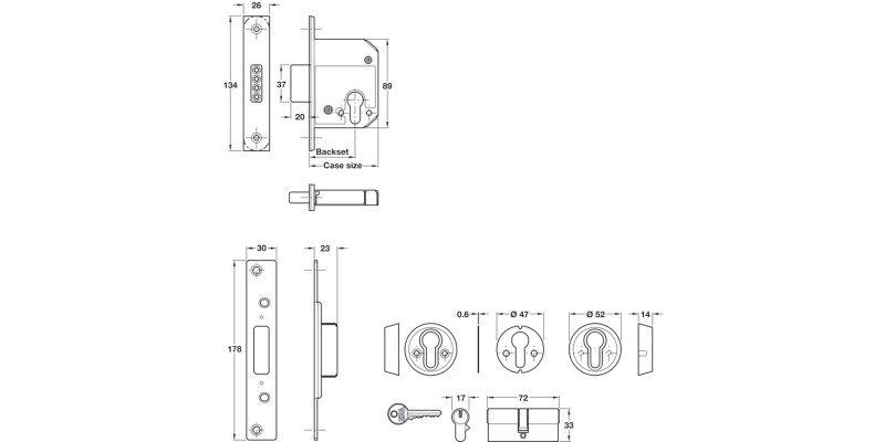 Sec Mort Cyl Deadlock 56/79mm St/ZA SSS