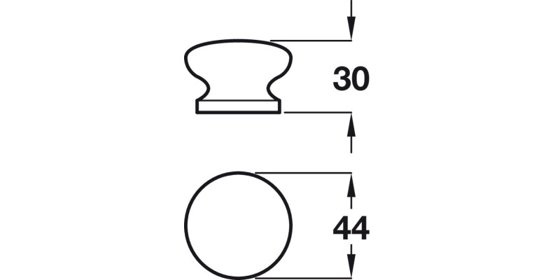 Knob Unfinished Oak D44x30mm