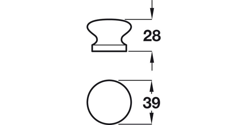 Knob Unfinished Oak D39x28mm