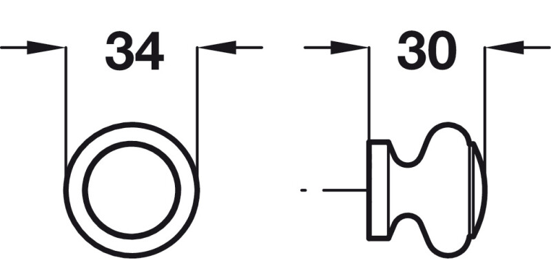 Knob Oak Clear Lacquered D34x30mm