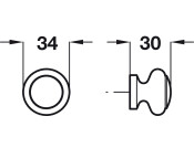 Knob Oak Clear Lacquered D34x30mm