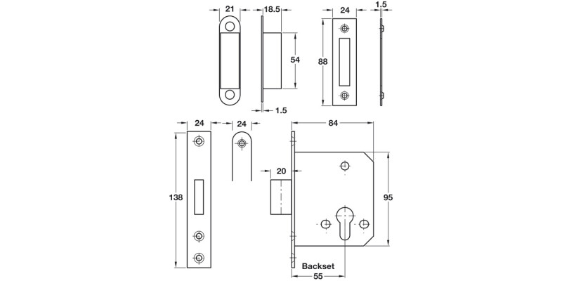 Startec DIN Mort Cyl Ddlock 55/84mm SSS