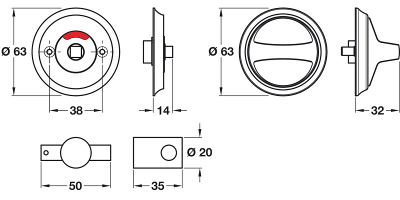 Anti-Ligature WC Turn+Release D63mm SSS