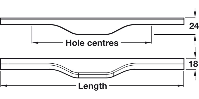 Ultra Pull Handle Ash Black 256mm cc
