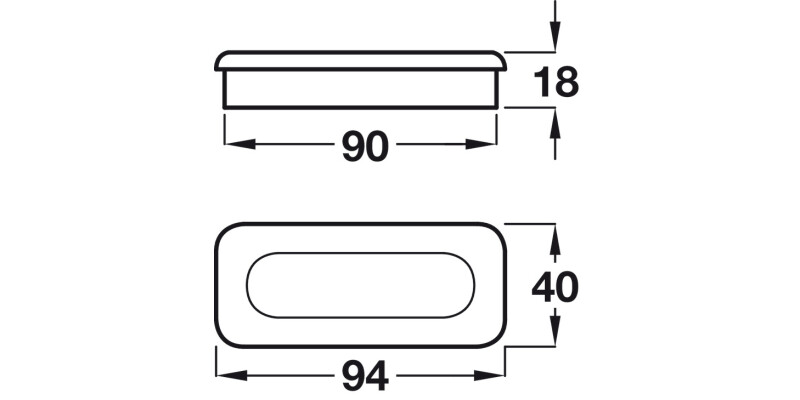 Inset Handle Unfinished Oak 94x40x18mm