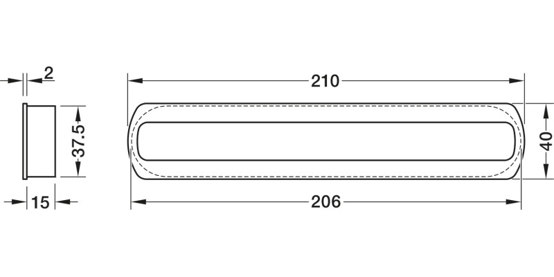 Halkin Inset Handle Oak 210x40x17mm
