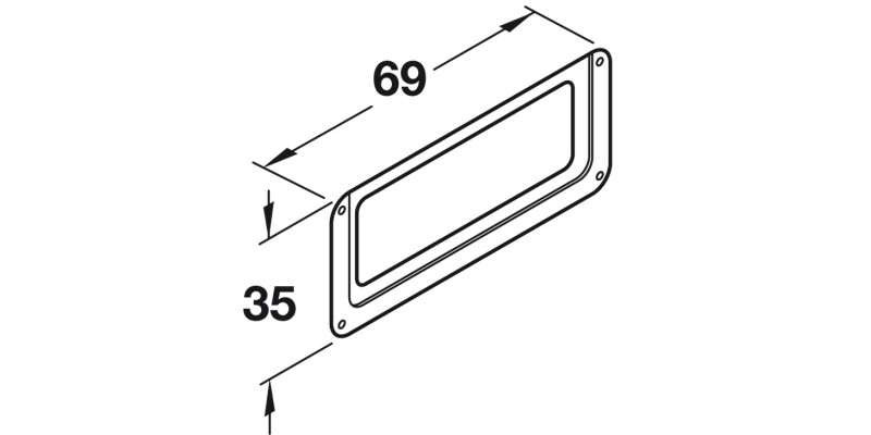 Label Frame Steel Sat Nkl Plt 69x35x2mm