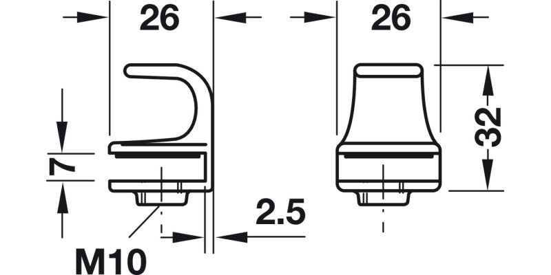 Glass Door Pull 4-5mm ZA/Pl NP