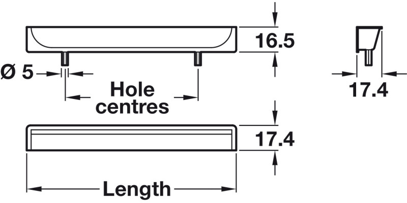 Hide Inset Hdl ZA Matt Black 128mm cc