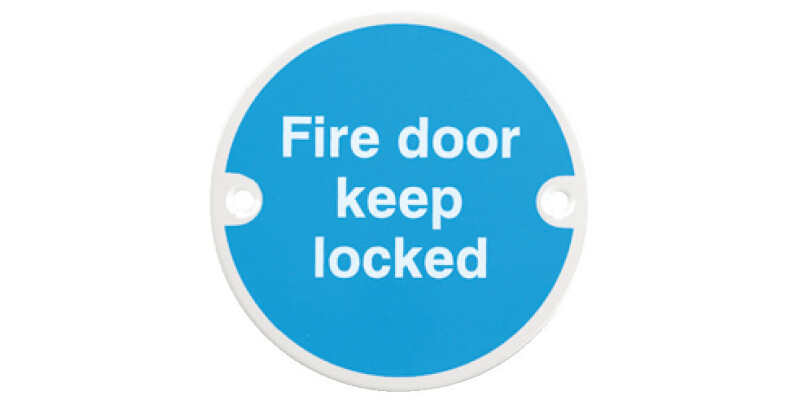 Fire Door Mandatory Sign, &Oslash; 76 x 1.5 mm Thick