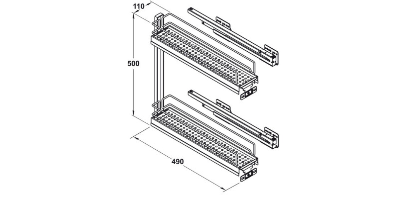 Storage Basket Set, for Cabinet Width 150 mm, 90�, Vauth-Sagel VS SUB Slim
