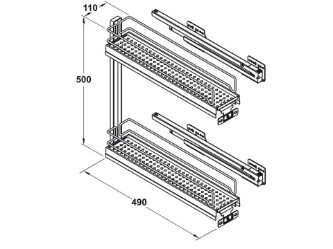 Storage Basket Set, for Cabinet Width 150 mm, 90�, Vauth-Sagel VS SUB Slim