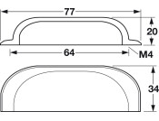 Mulberry Cup Hdl Brass Pol Nkl 64mm cc