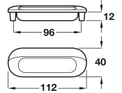 Inset Hdl ZA Pol Chr/Alu Col 112x40mm