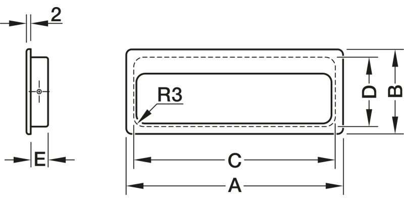 Inset Hdl Steel Matt Black 75x32mm