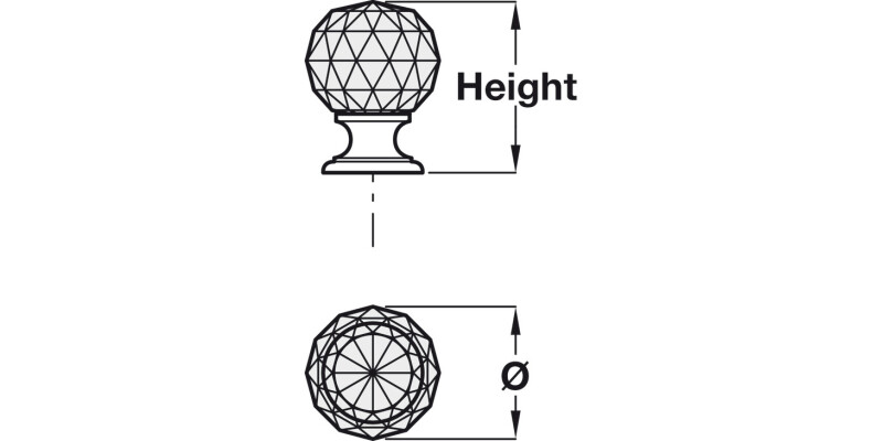 Harley Knob Glass/Brass Pol Chr D30x41mm