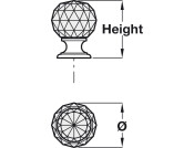 Harley Knob Glass/Brass Pol Chr D30x41mm