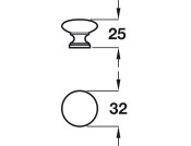 Corrine Knob Brass Pol Chrome D32x25mm